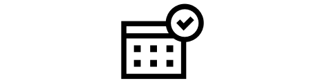 Kalender-Symbol mit Häkchen oben platziert